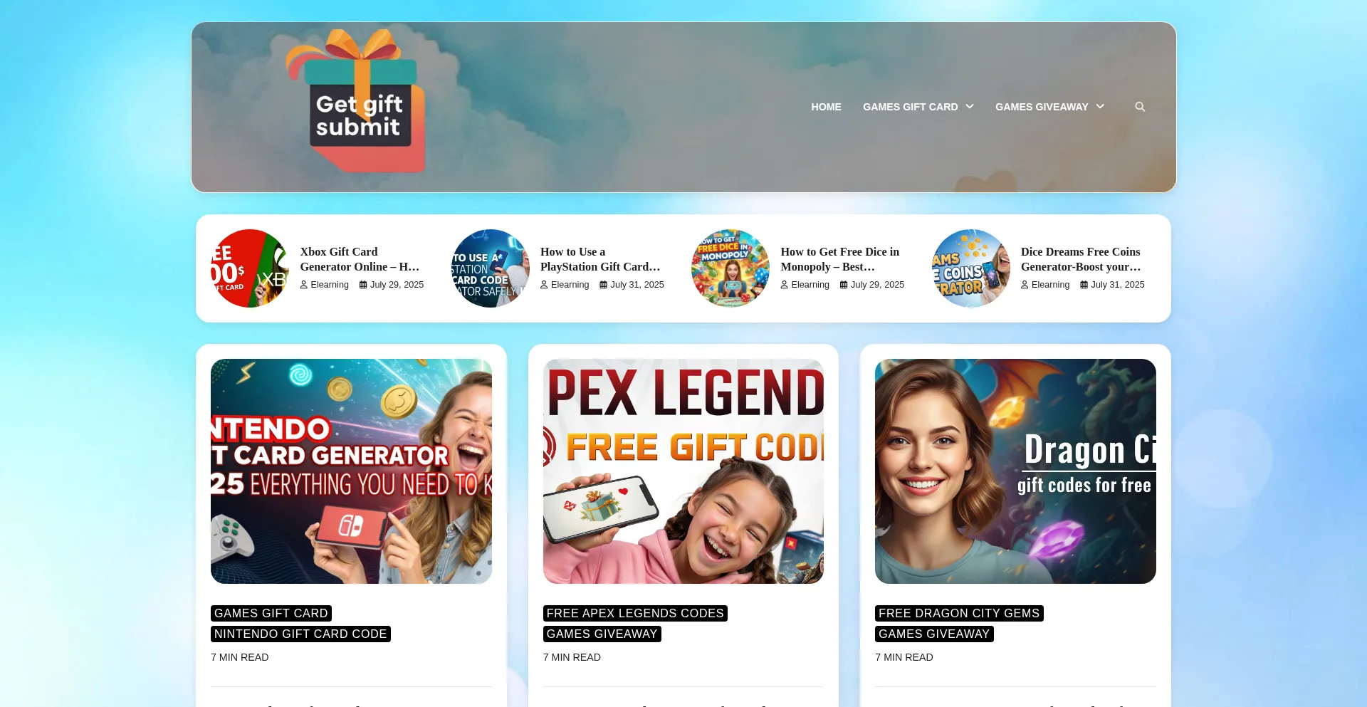 Website screenshot of Getgiftsubmit.com