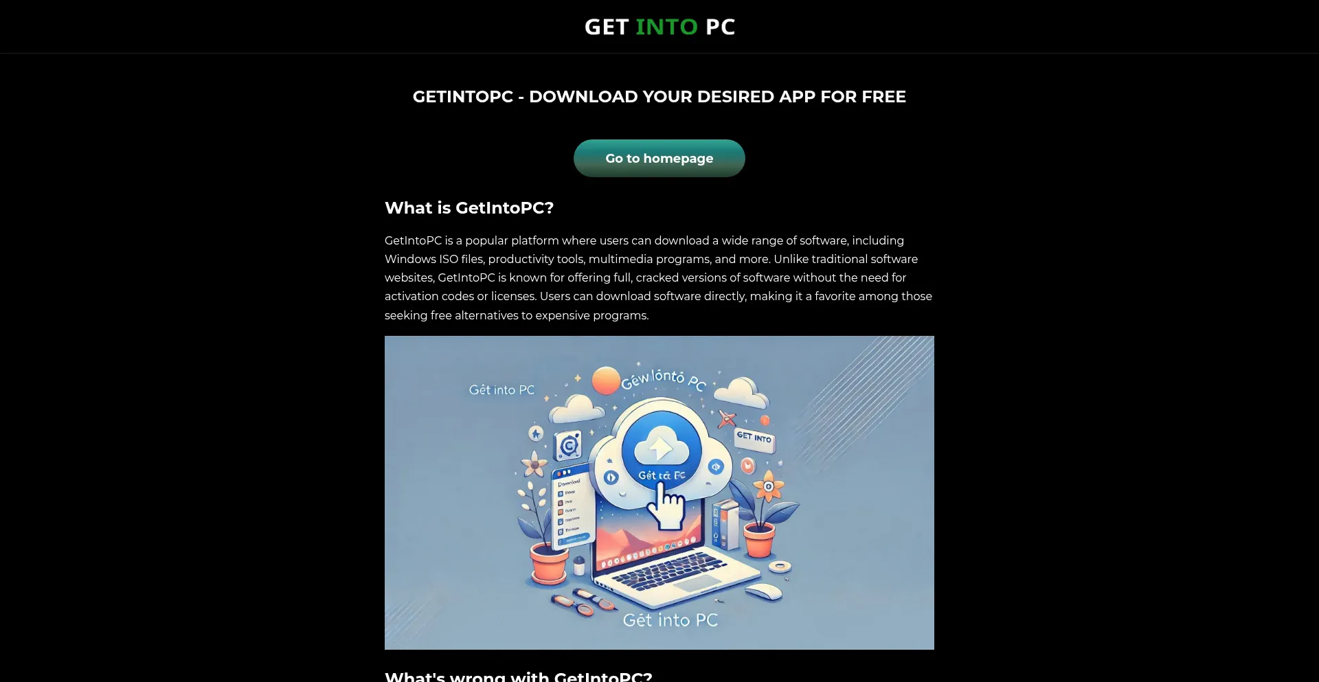 Website screenshot of Getintopc.com.im