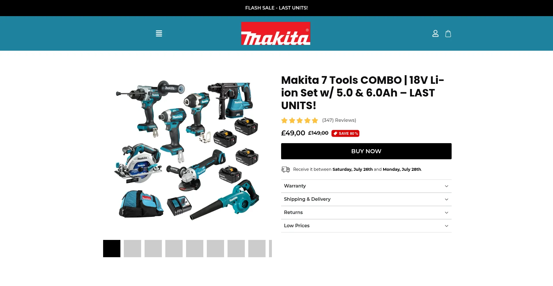 Website screenshot of Getmakita.shop