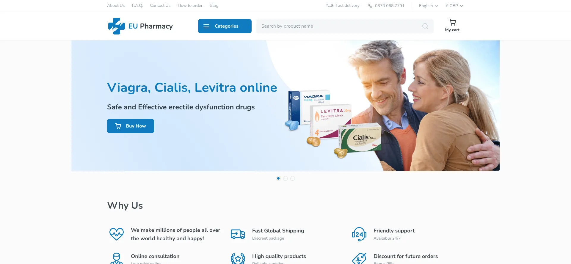 Website screenshot of Getmypills.eu