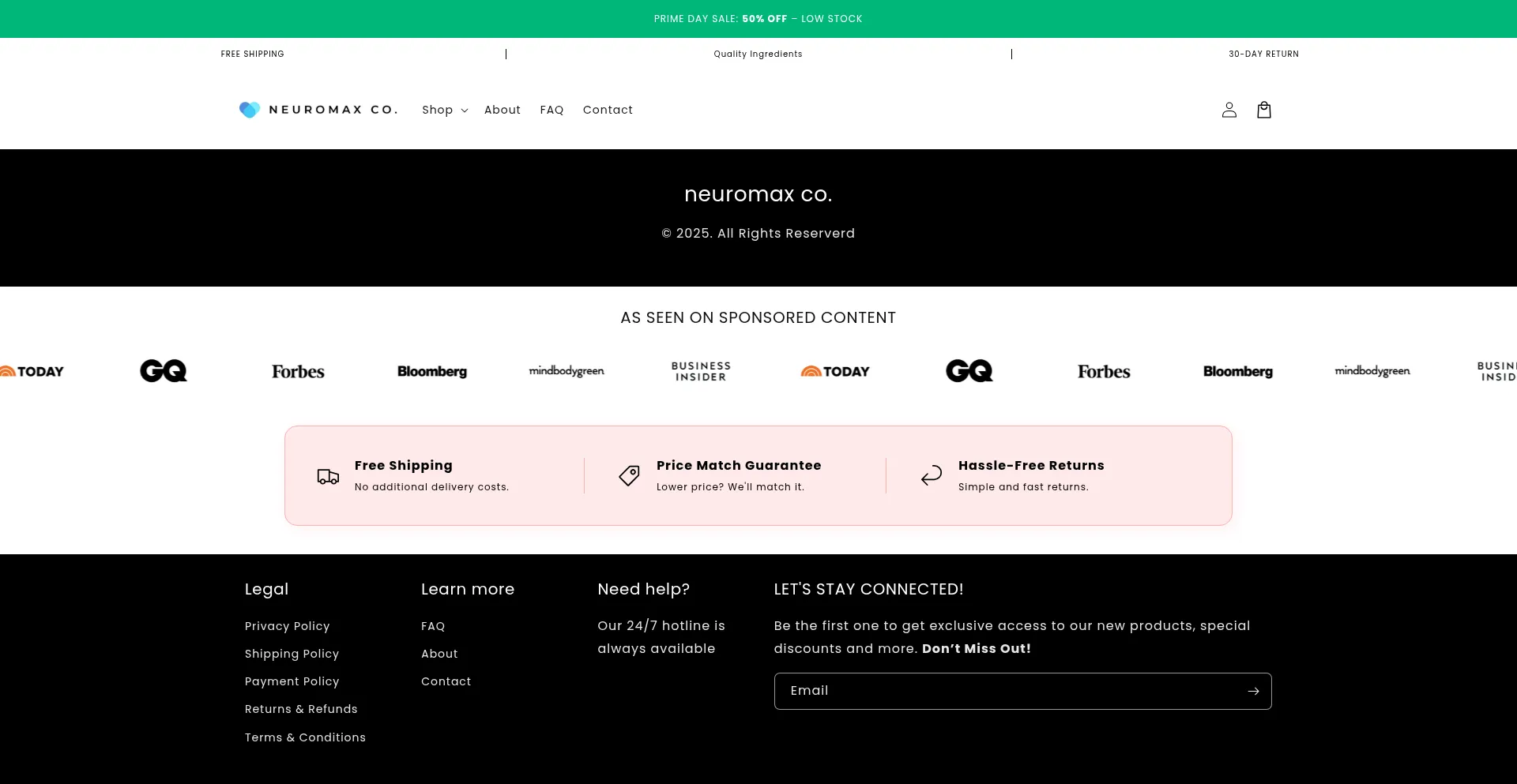 Website screenshot of Getneuromax.com
