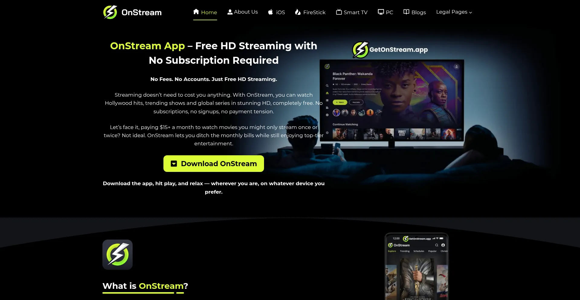 Website screenshot of Getonstream.app