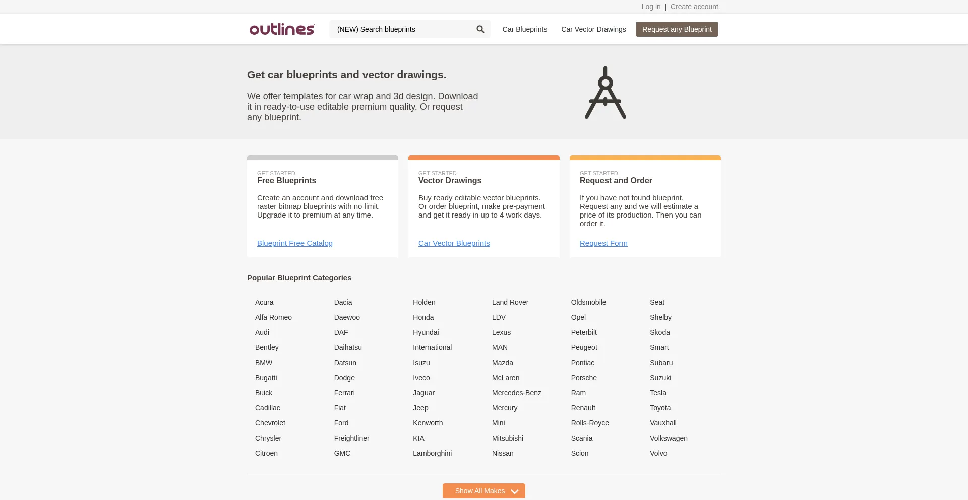 Website screenshot of Getoutlines.com