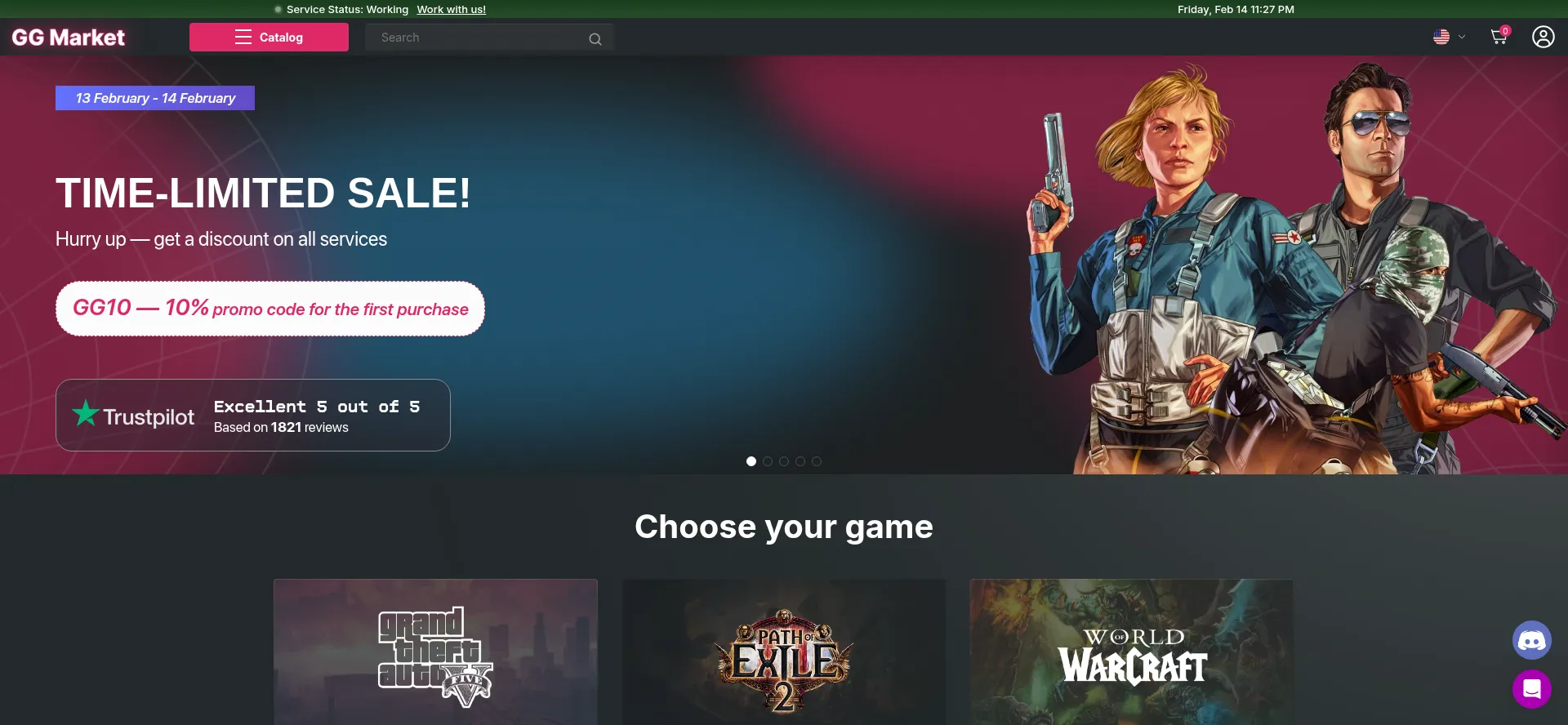 Website screenshot of Ggmarket.net