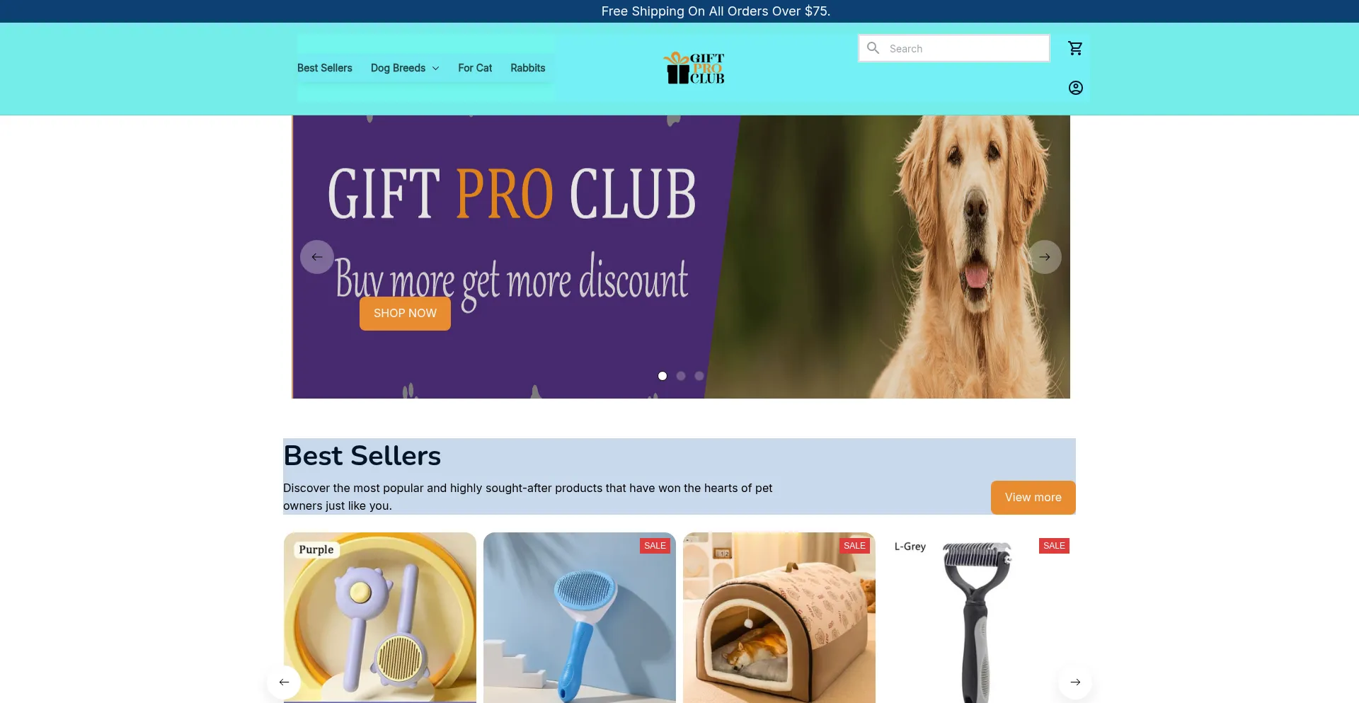 Website screenshot of Giftproclub.com