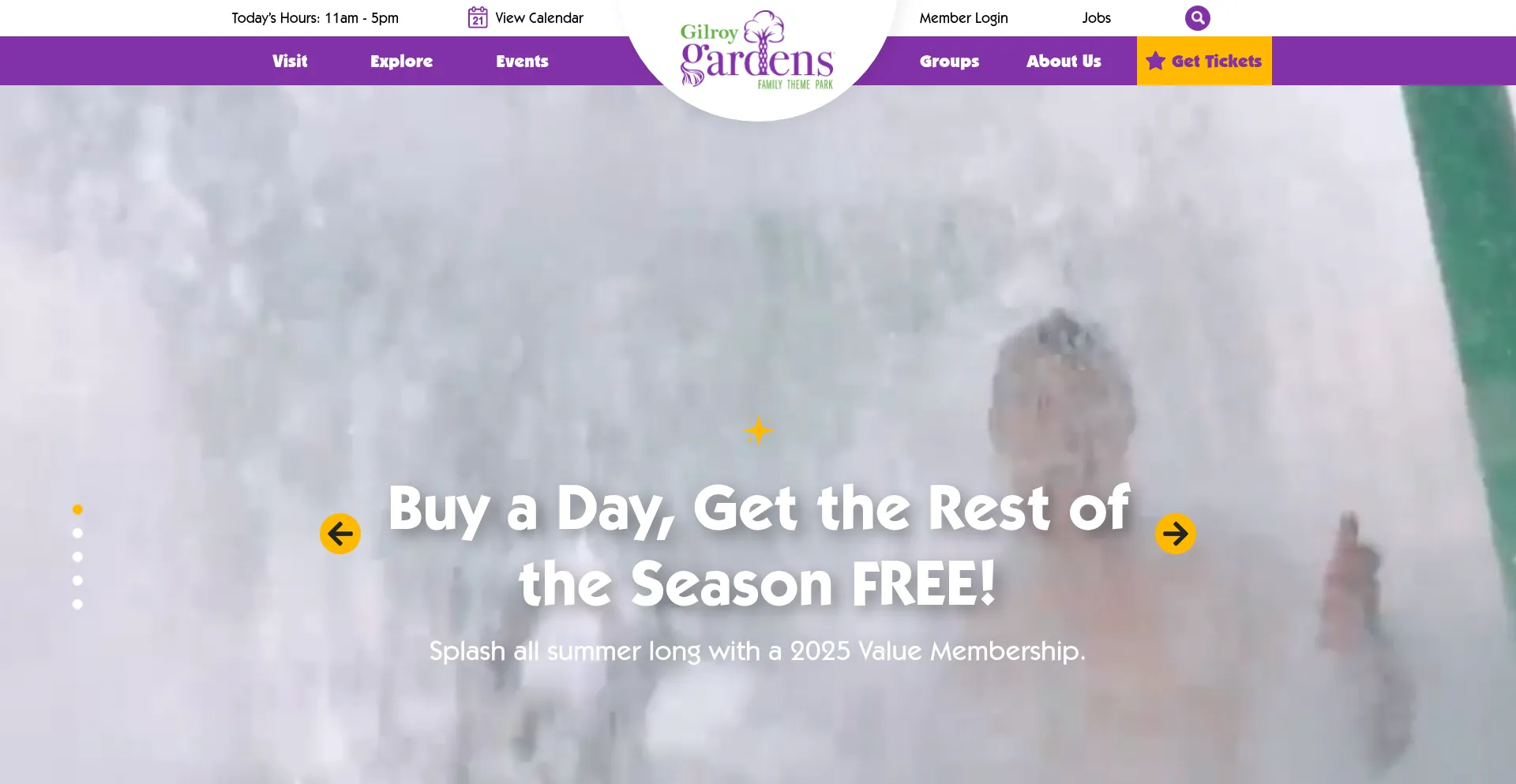 Website screenshot of Gilroygardens.org