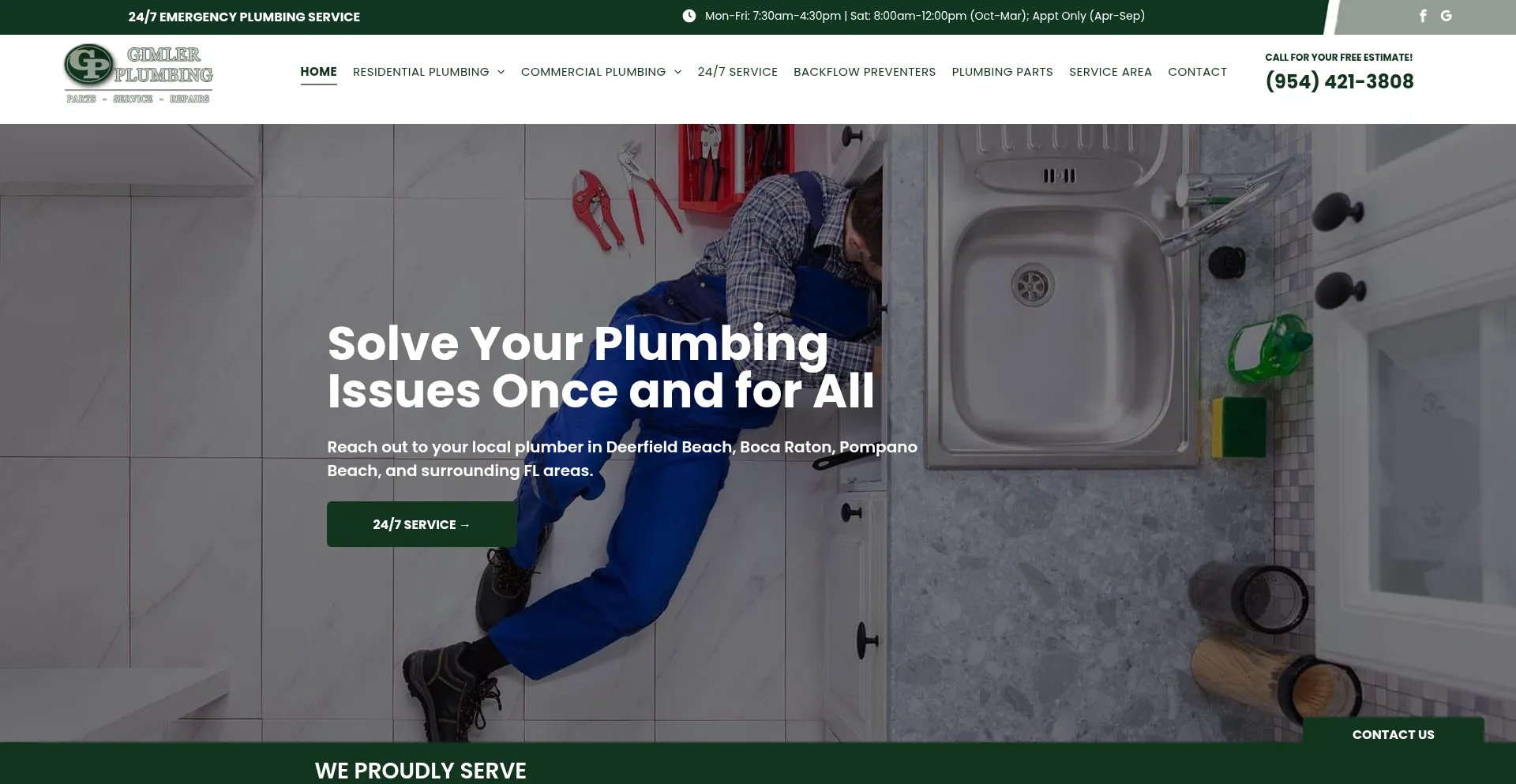 Website screenshot of Gimlerplumbing.com