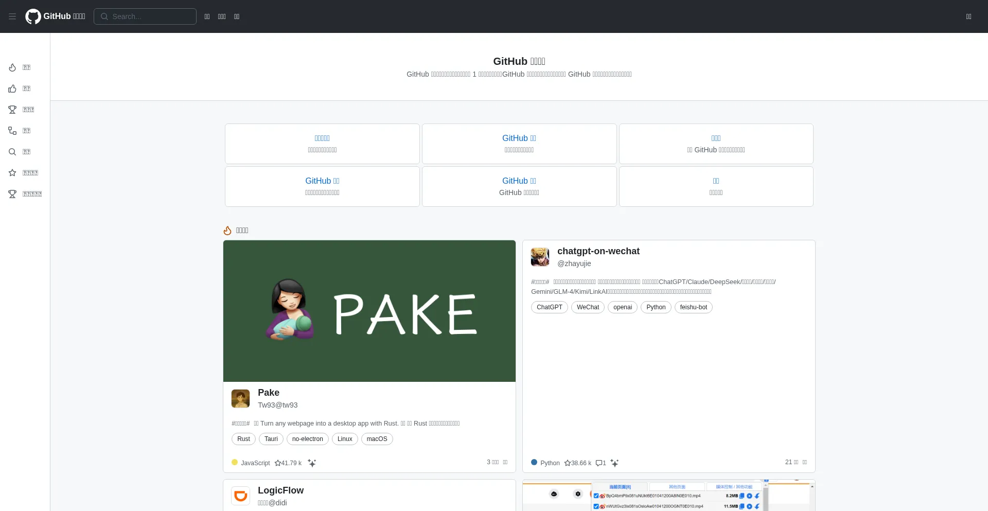 Website screenshot of Github-zh.com