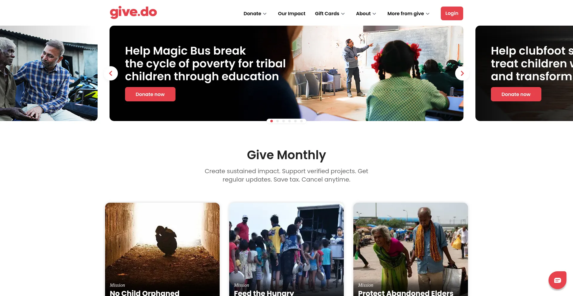 Website screenshot of Give.do