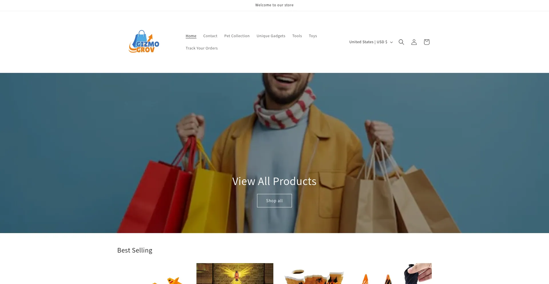 Website screenshot of Gizmoglows.shop