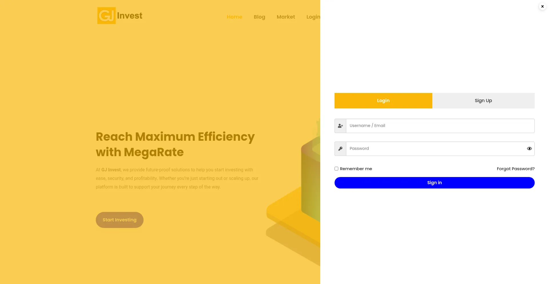 Website screenshot of Gj-invest.xyz
