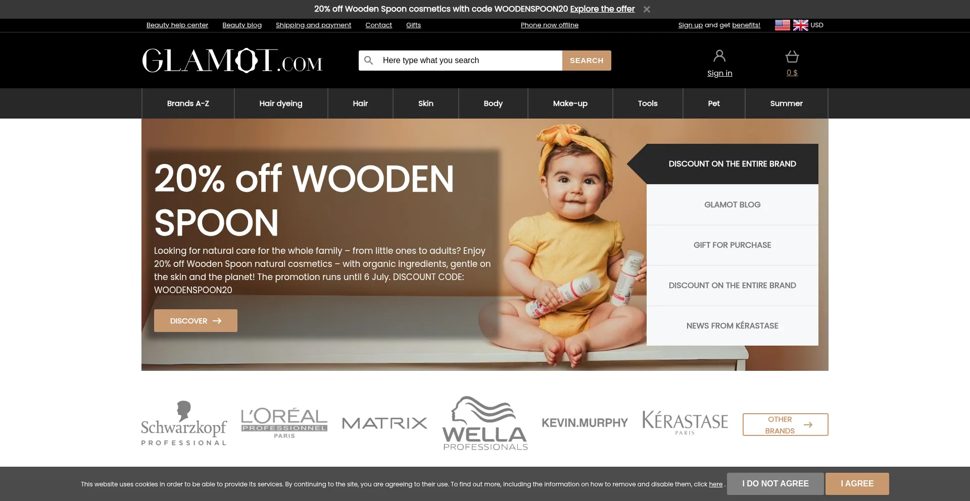 Website screenshot of Glamot.com