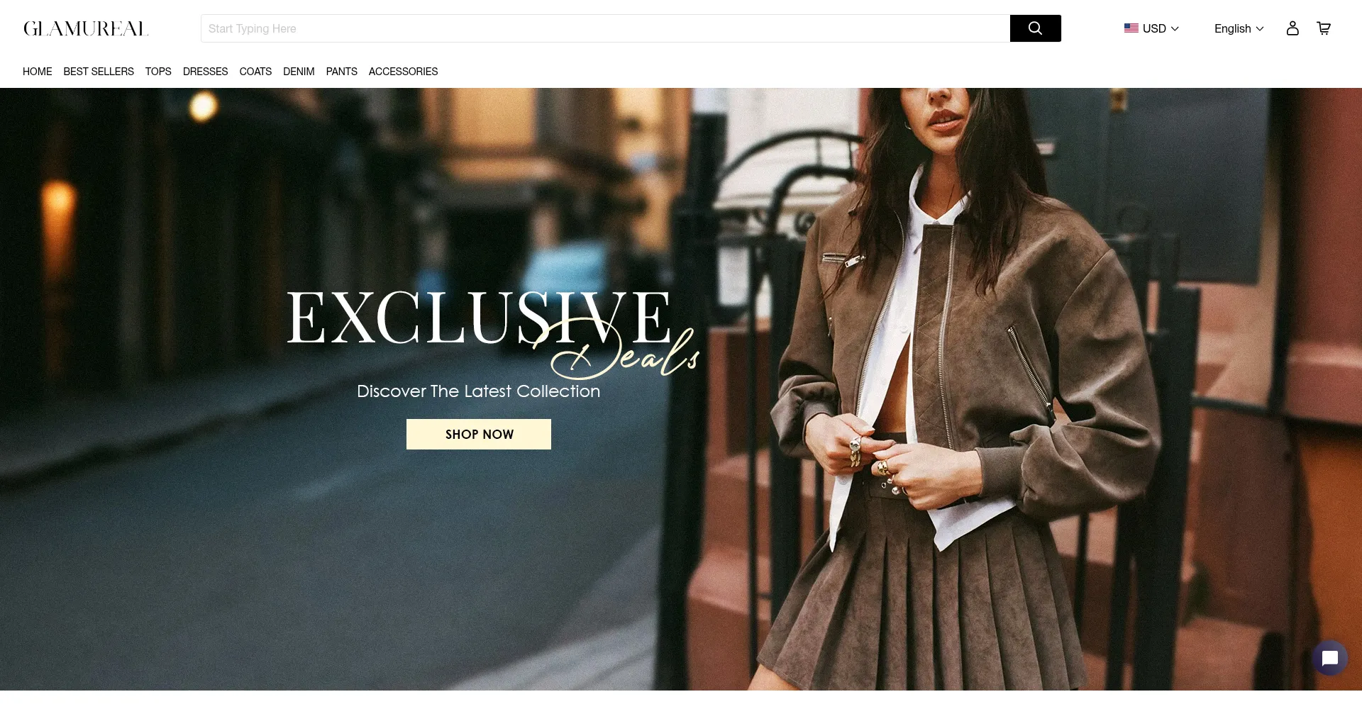 Website screenshot of Glamureal.com