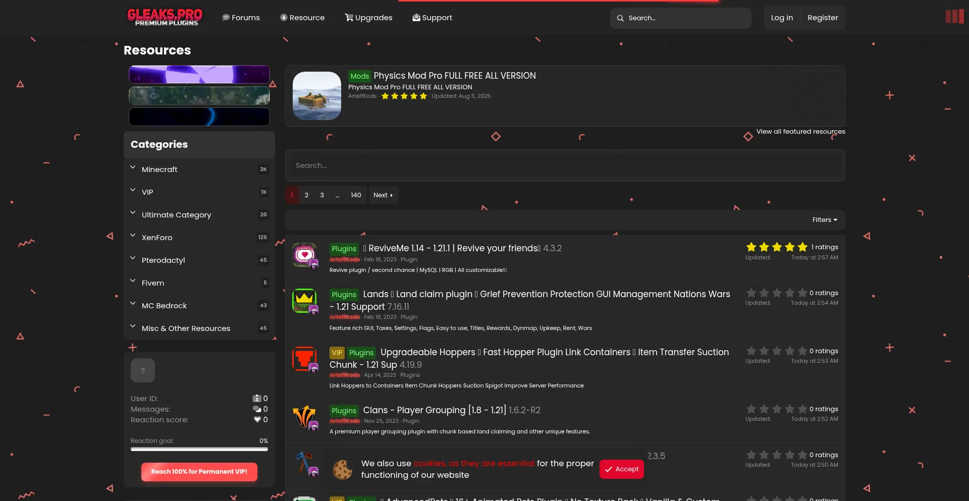 Website screenshot of Gleaks.pro