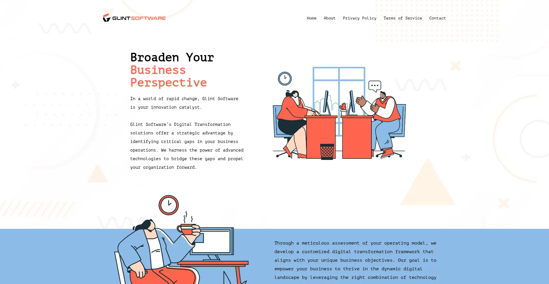 Website screenshot of Glintsoftware.com