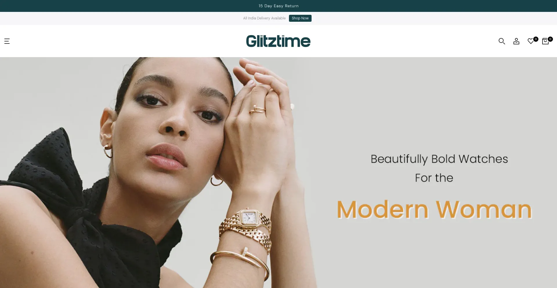 Website screenshot of Glitztime.in