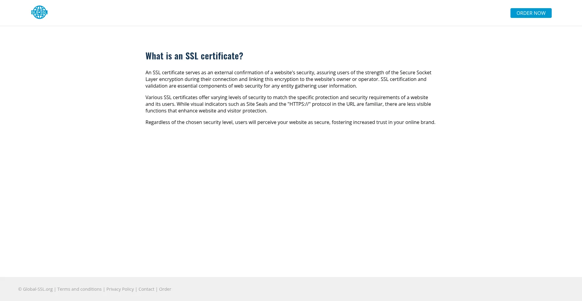 Website screenshot of Global-ssl.org