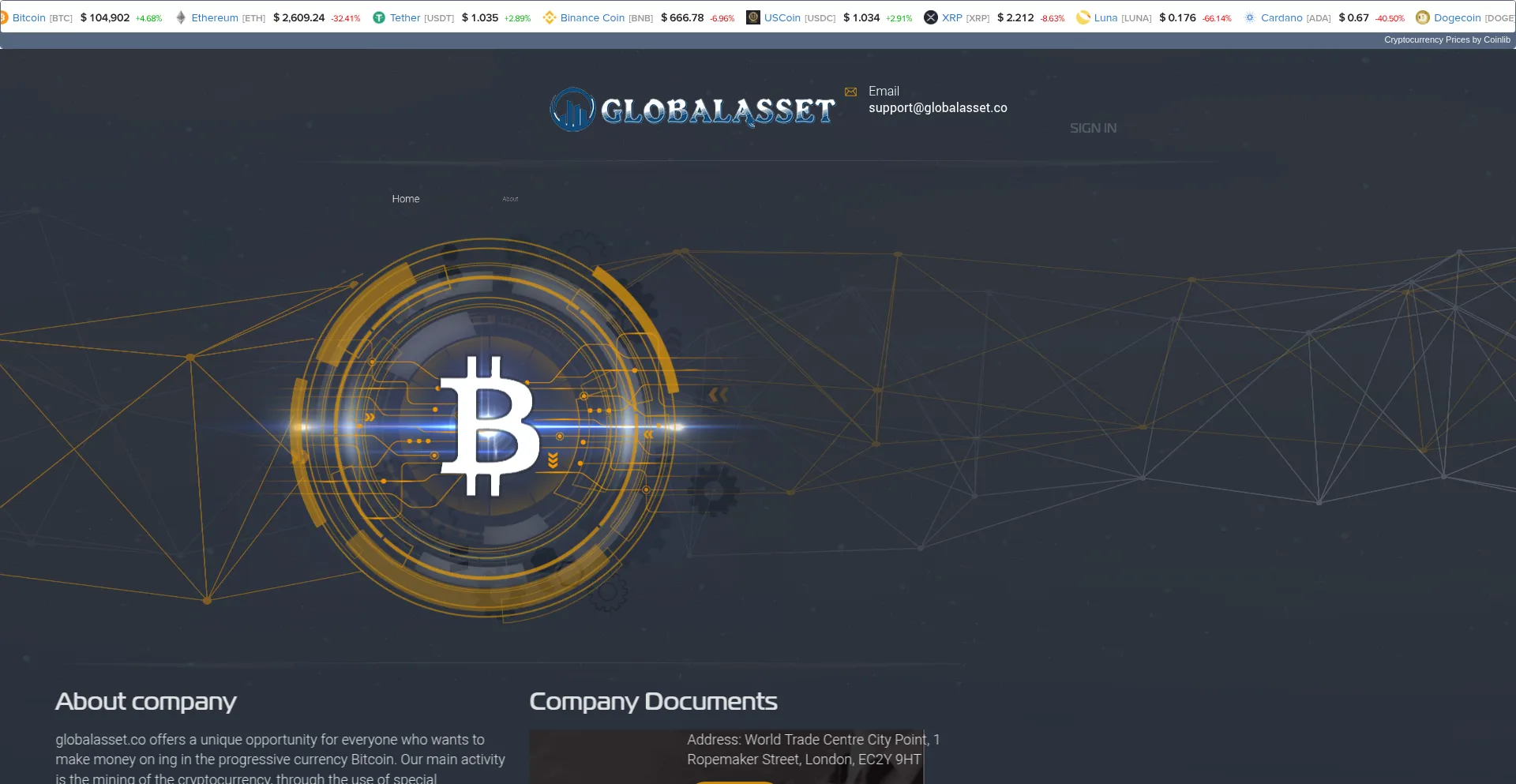 Website screenshot of Globalasset.co