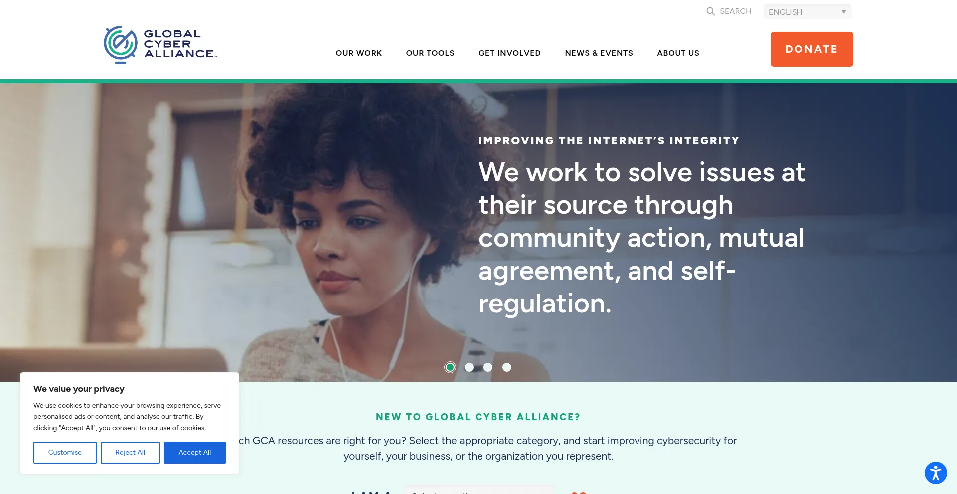 Website screenshot of Globalcyberalliance.org