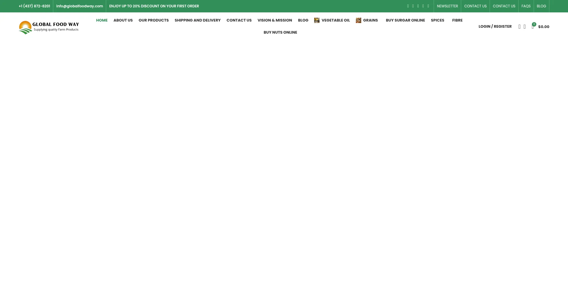 Website screenshot of Globalfoodway.com