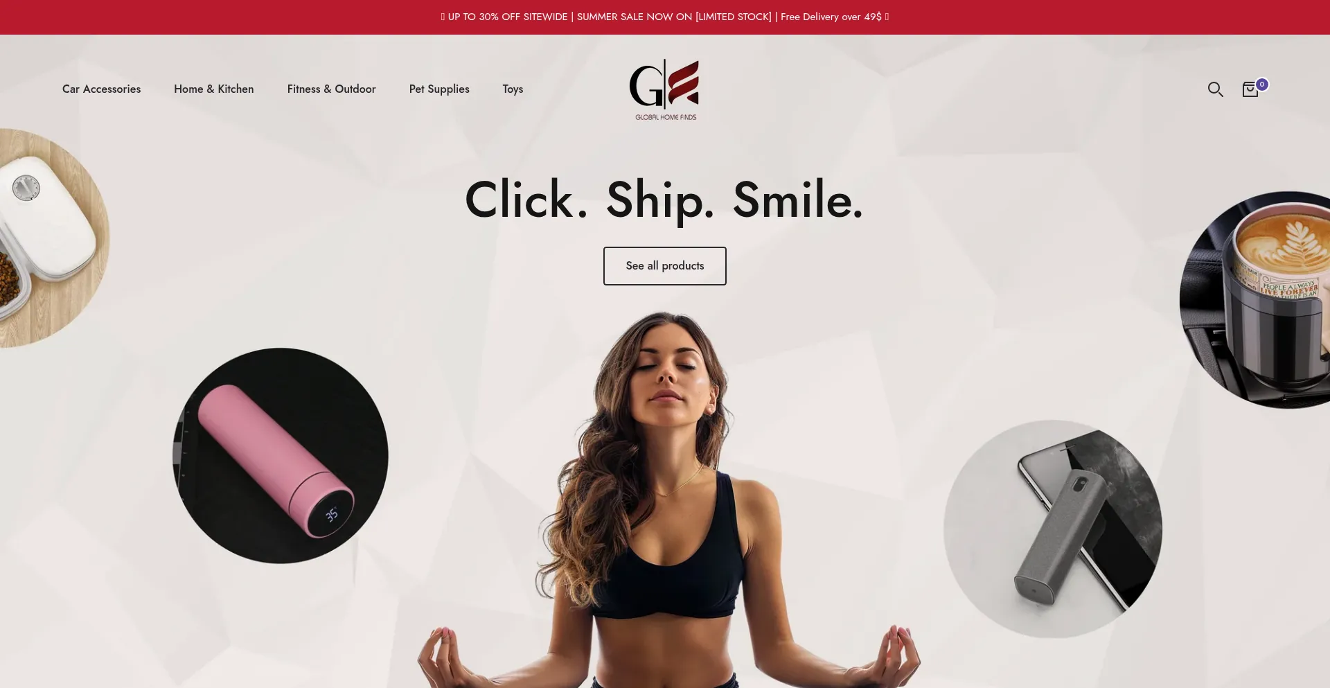 Website screenshot of Globalhomefinds.com
