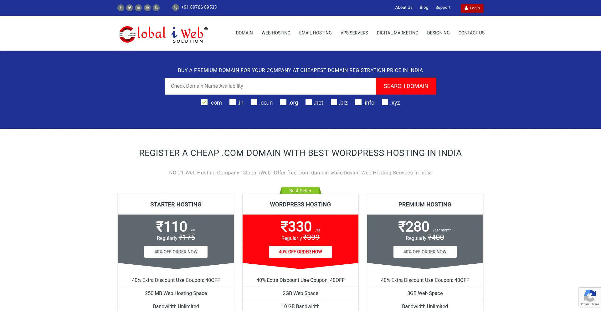 Website screenshot of Globaliweb.com