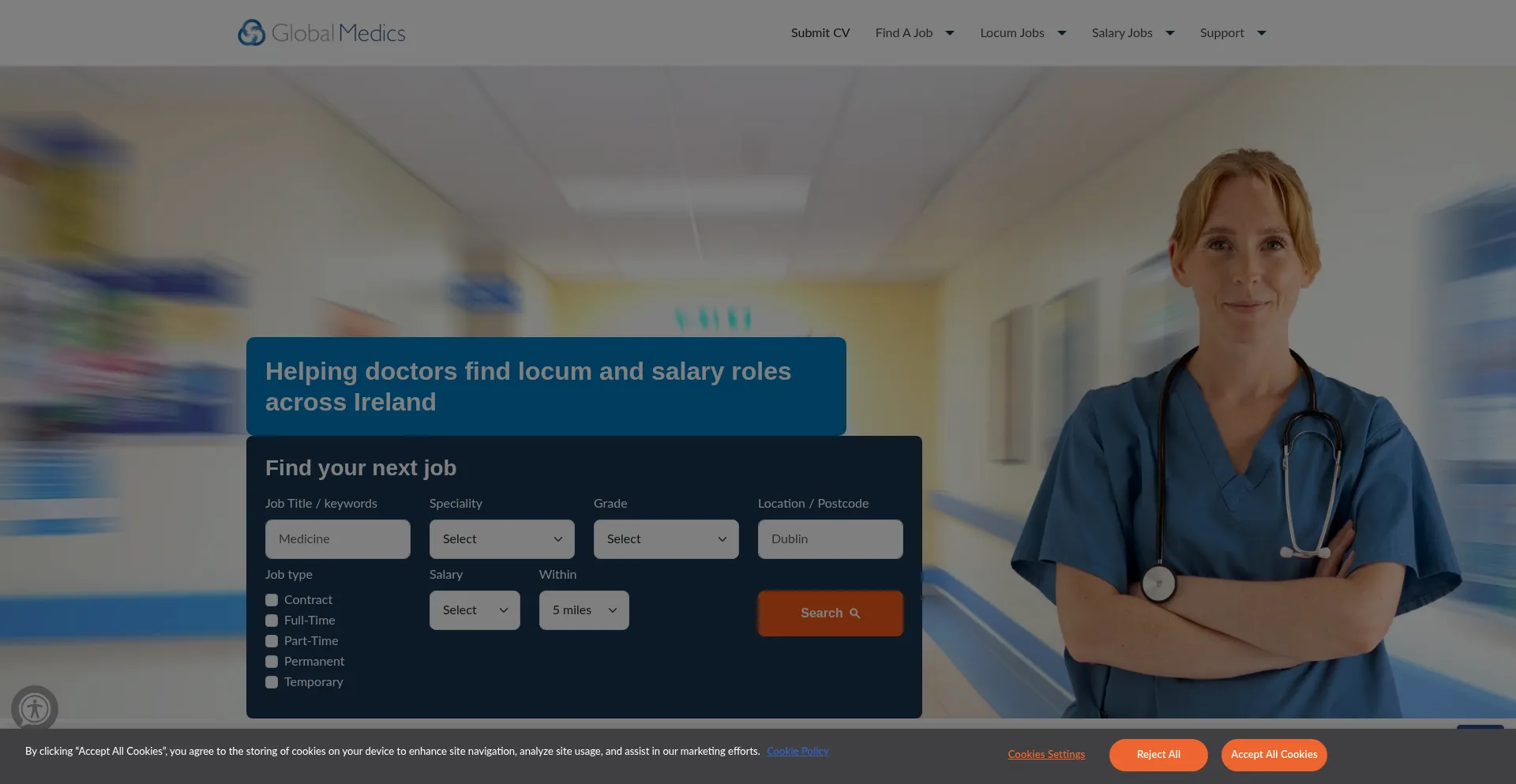 Website screenshot of Globalmedics.com