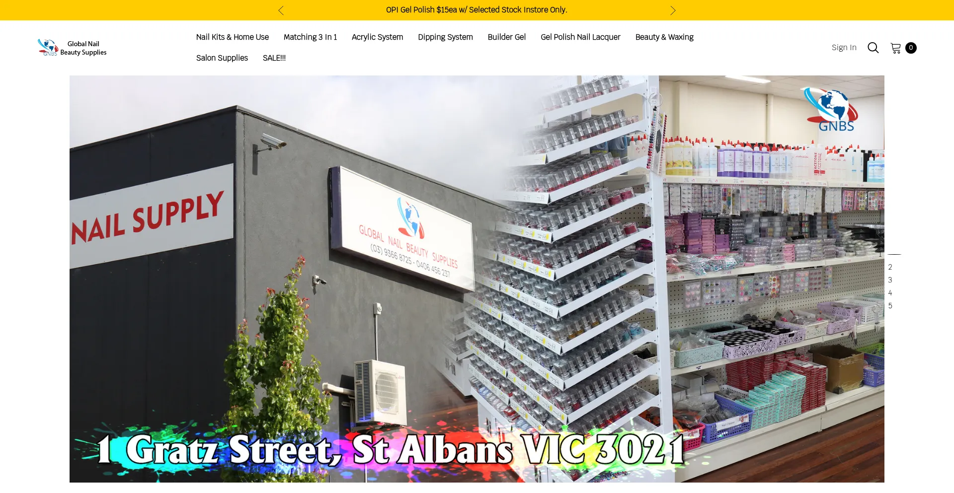 Website screenshot of Globalnailbeautysupplies.com.au