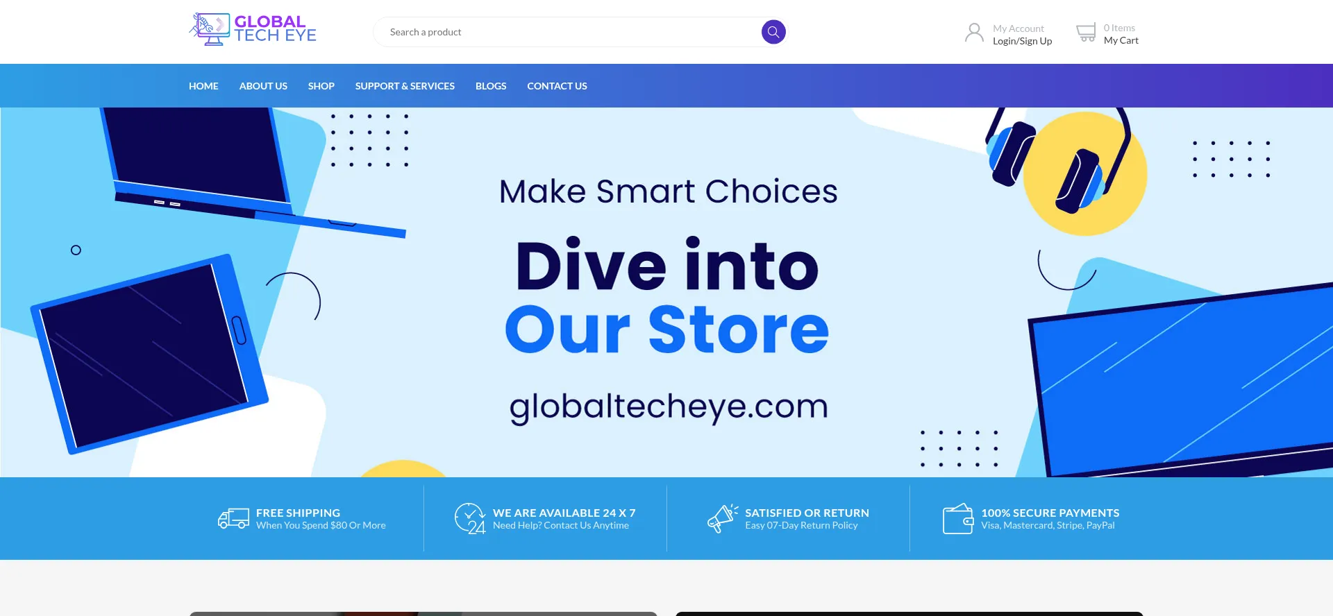 Website screenshot of Globaltecheye.com