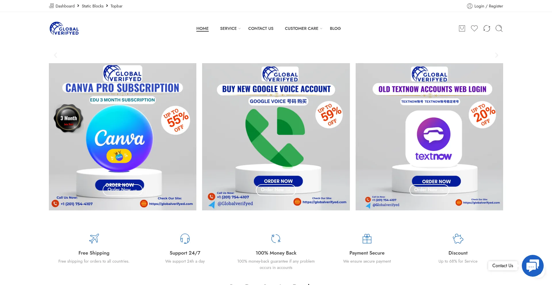 Website screenshot of Globalverifyed.com