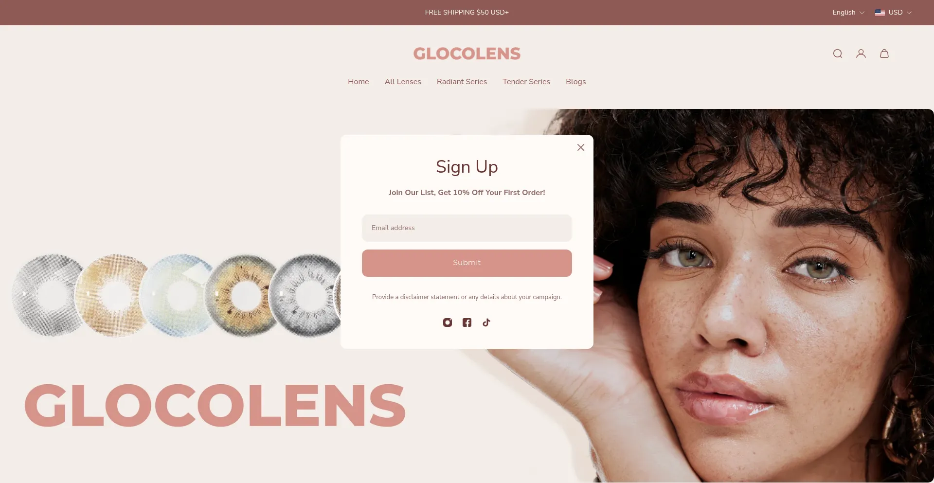 Website screenshot of Glocolens.com