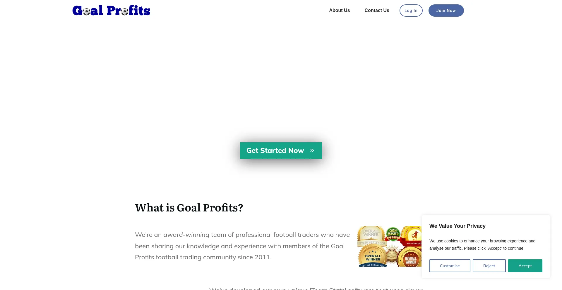 Website screenshot of Goalprofits.co.uk