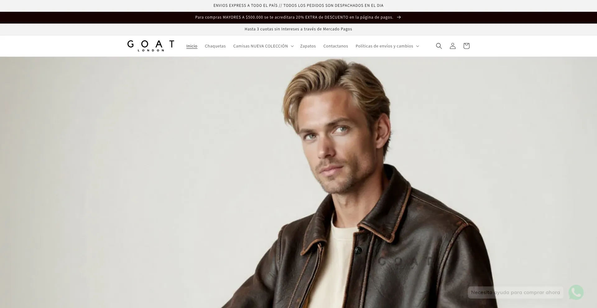 Website screenshot of Goatlondon.store