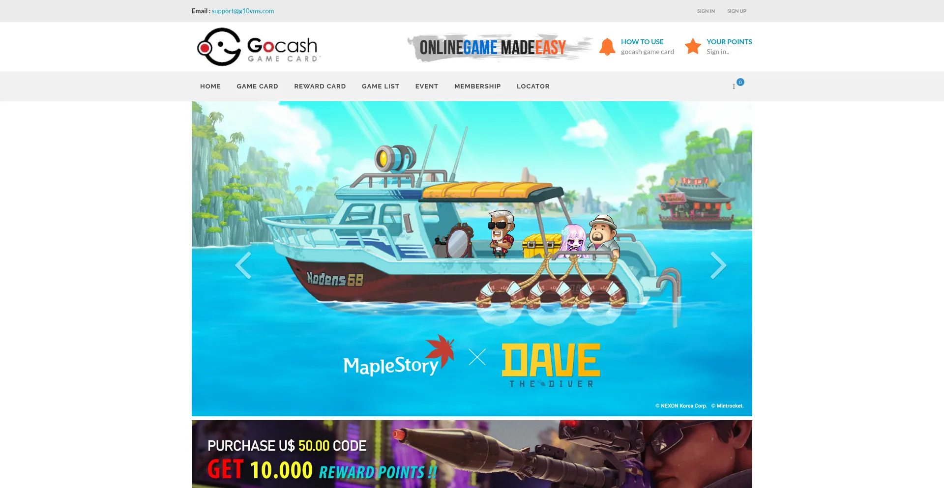Website screenshot of Gocashgamecard.net
