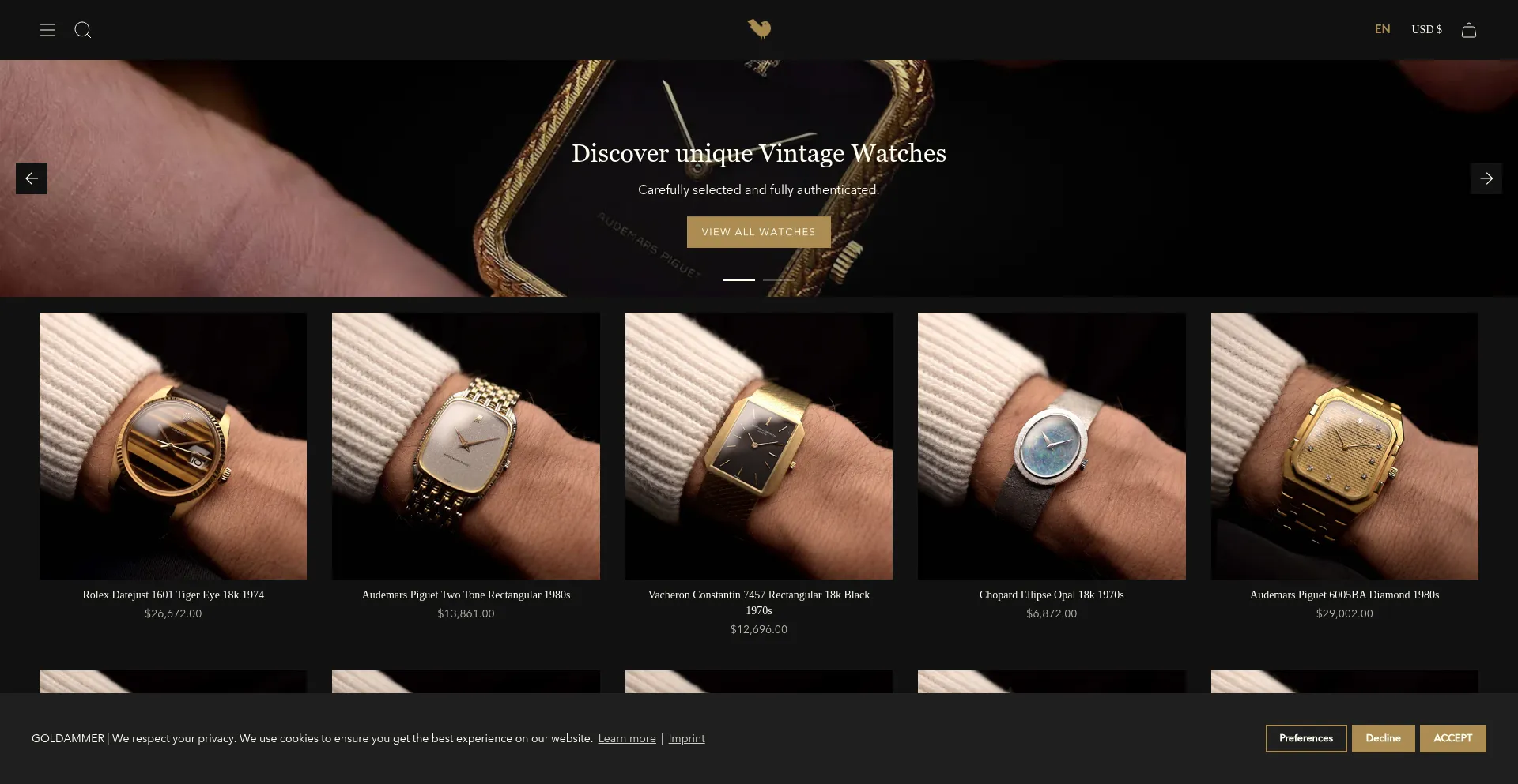 Website screenshot of Goldammer.me