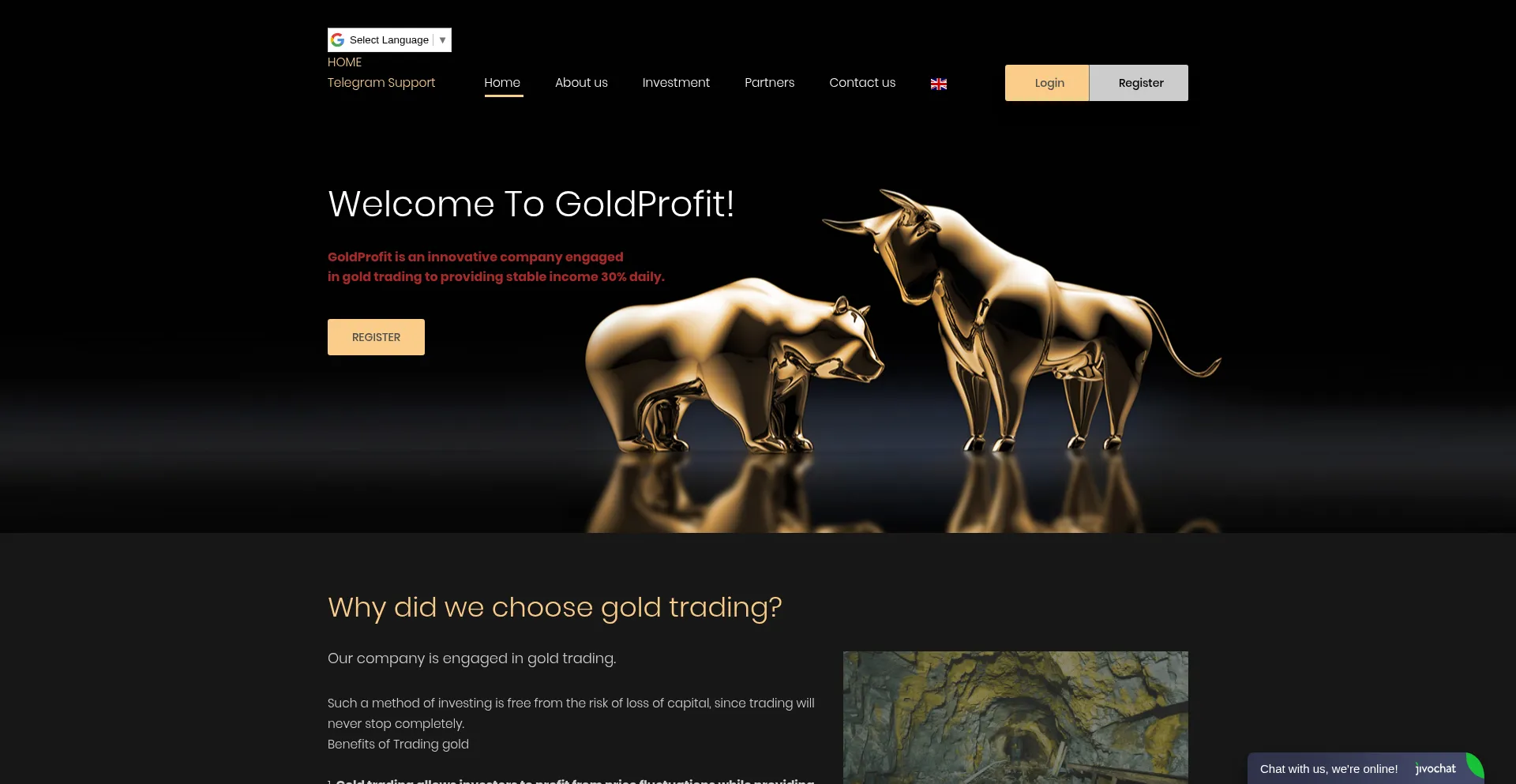 Website screenshot of Goldprofit.info