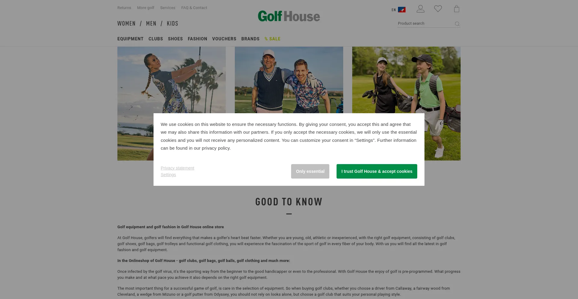 Website screenshot of Golf-eur.shop