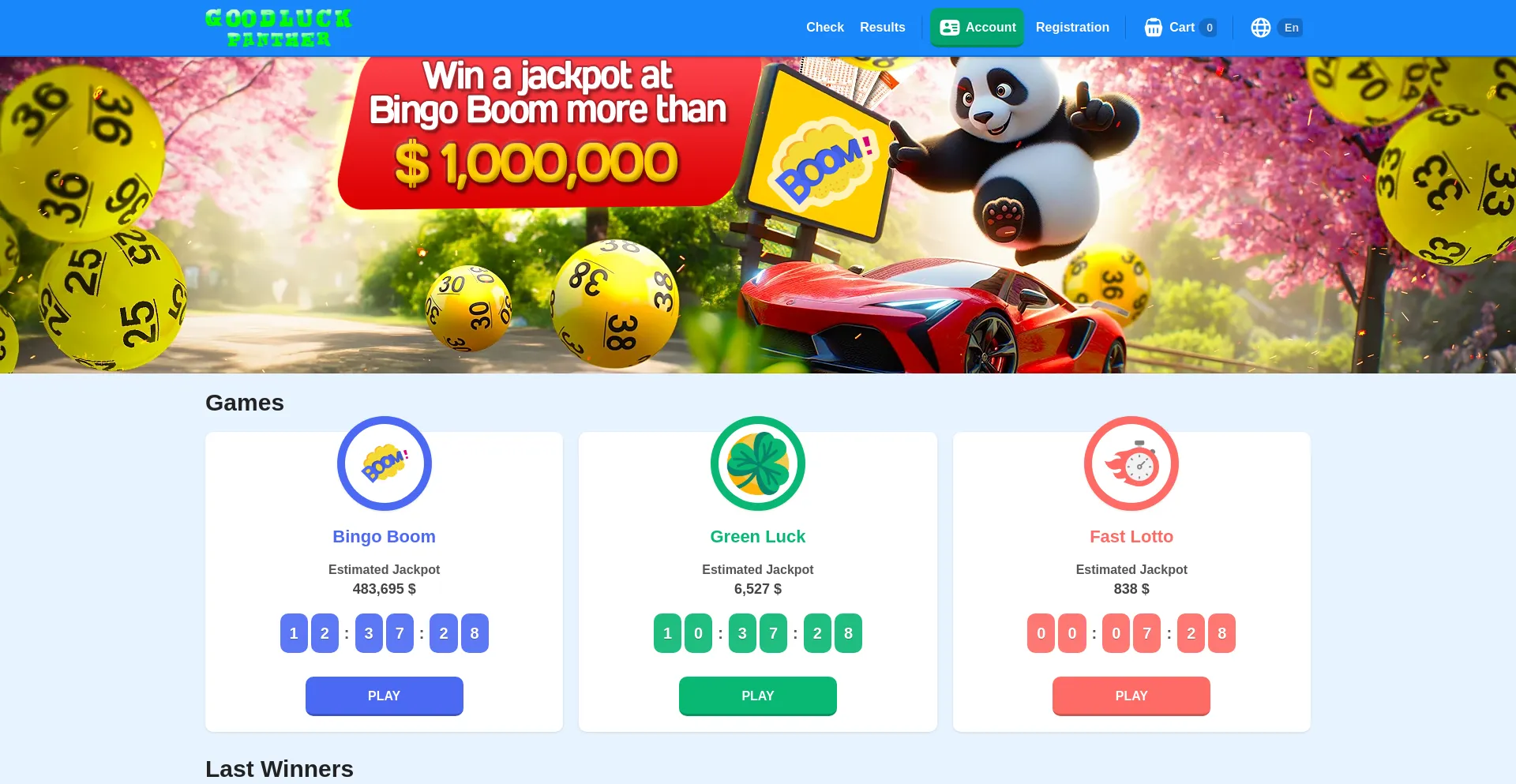 Website screenshot of Goodluckpanther.com
