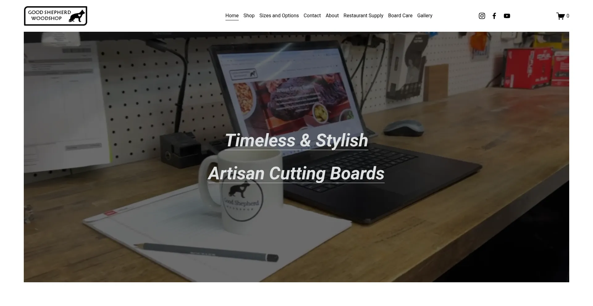 Website screenshot of Goodshepherdwoodshop.com