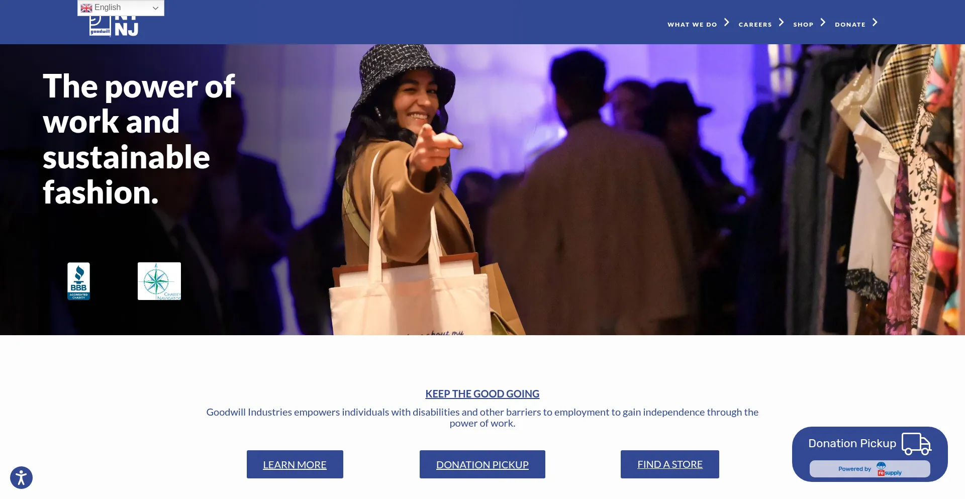 Website screenshot of Goodwillnynj.org