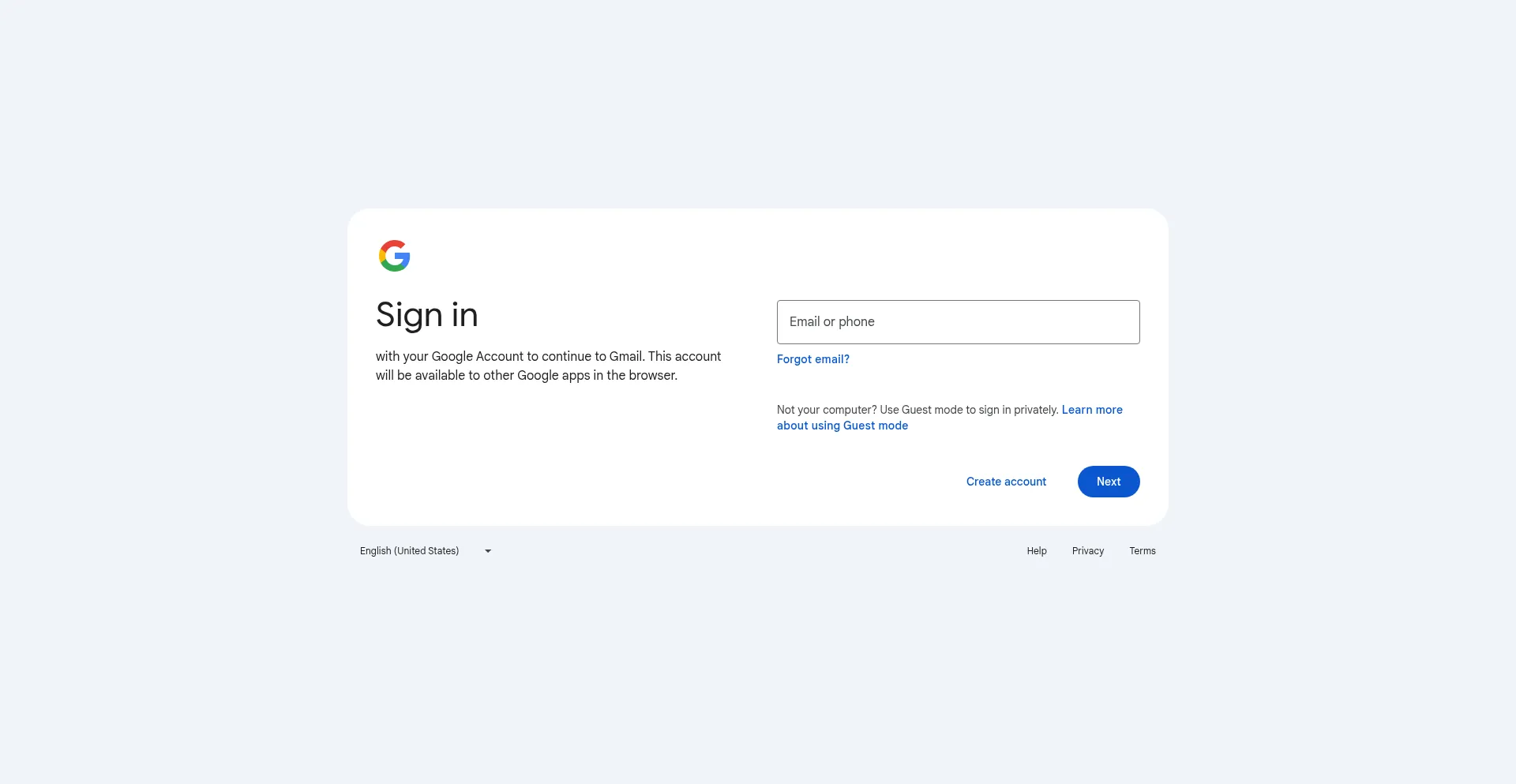 Website screenshot of Googlemail.com