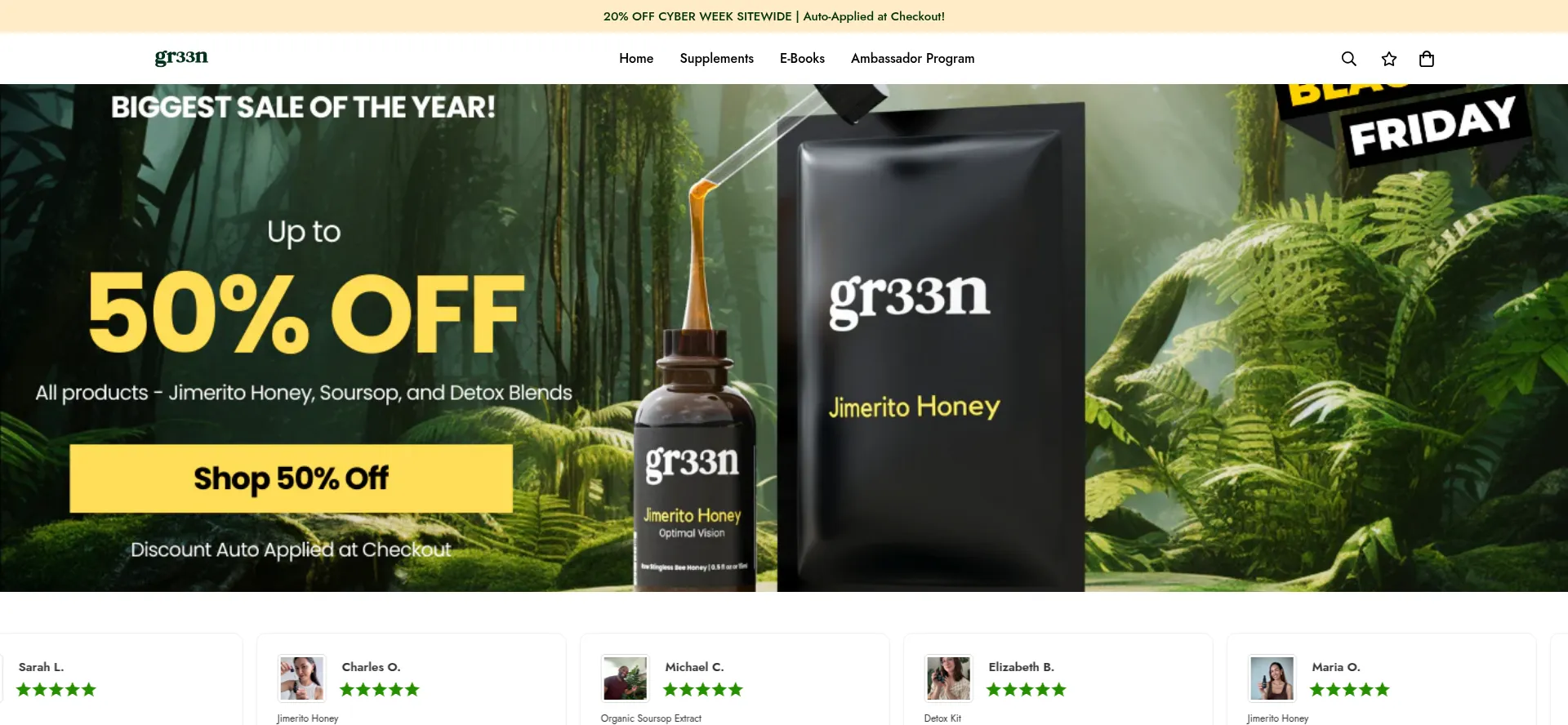 Website screenshot of Gr33n.com