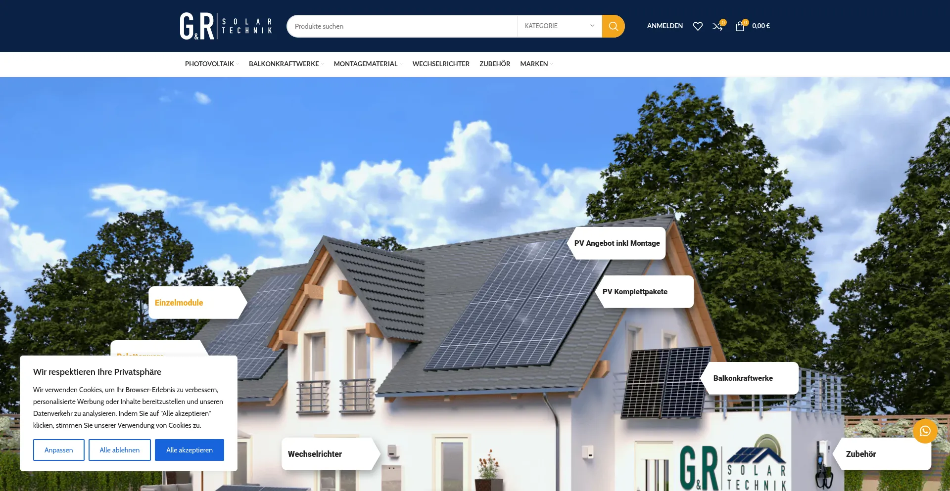 Website screenshot of Gr-solar.de