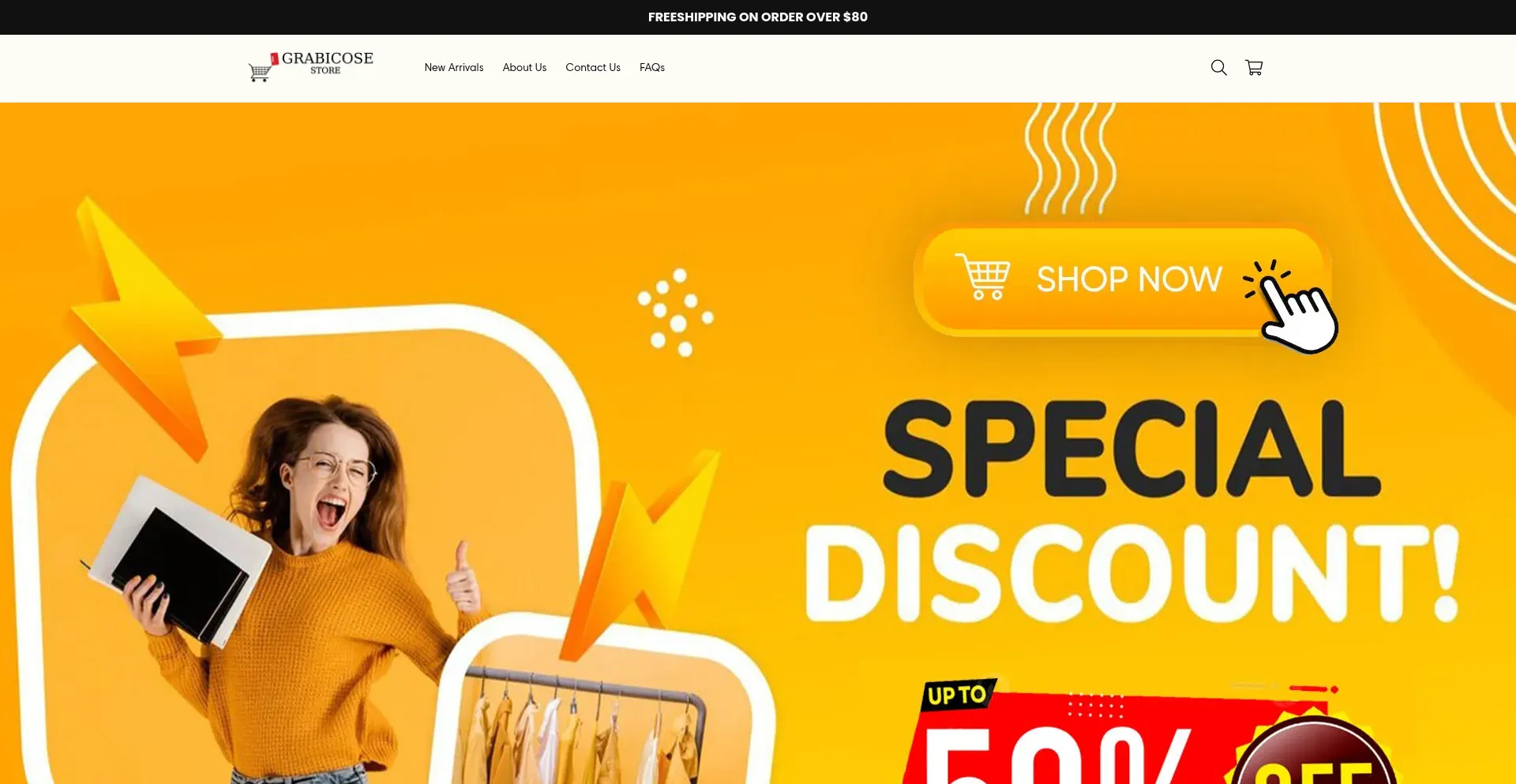Website screenshot of Grabicose.com