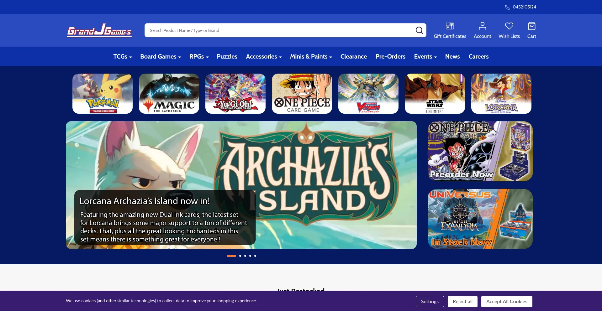 Website screenshot of Grandjgames.com