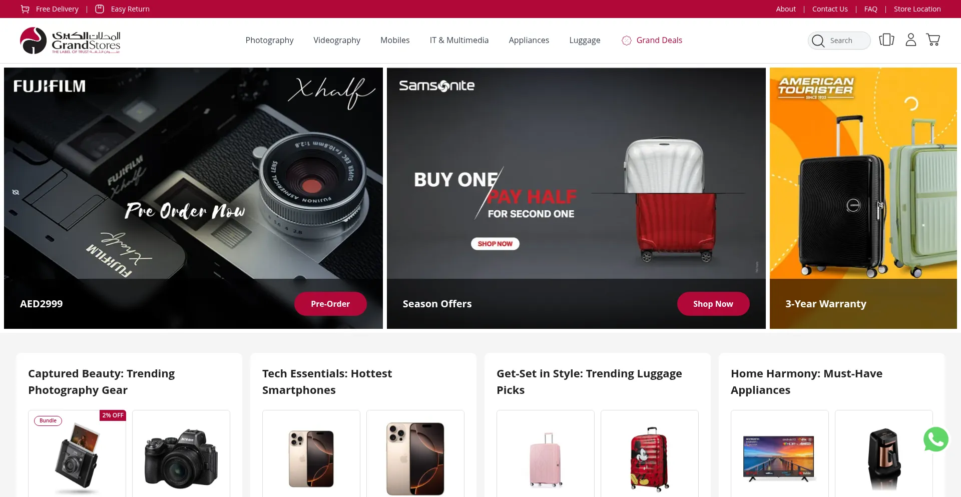 Website screenshot of Grandstores.ae