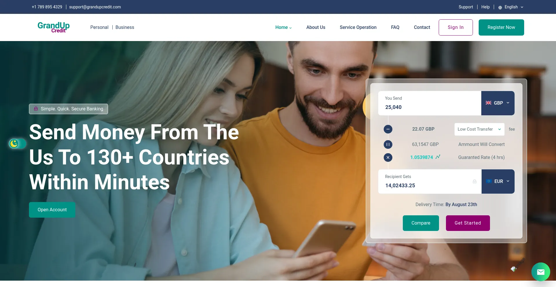 Website screenshot of Grandupcredit.com