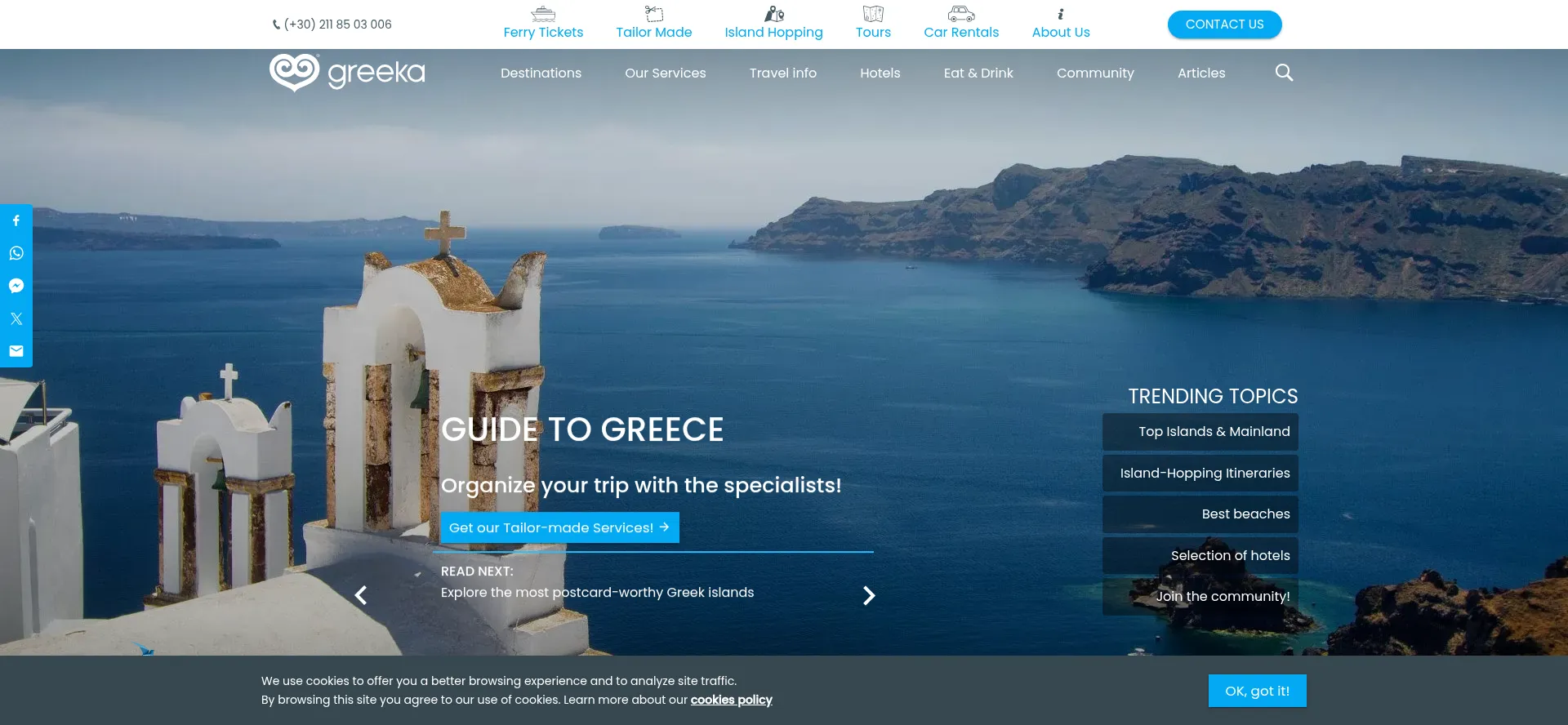 Website screenshot of Greeka.com