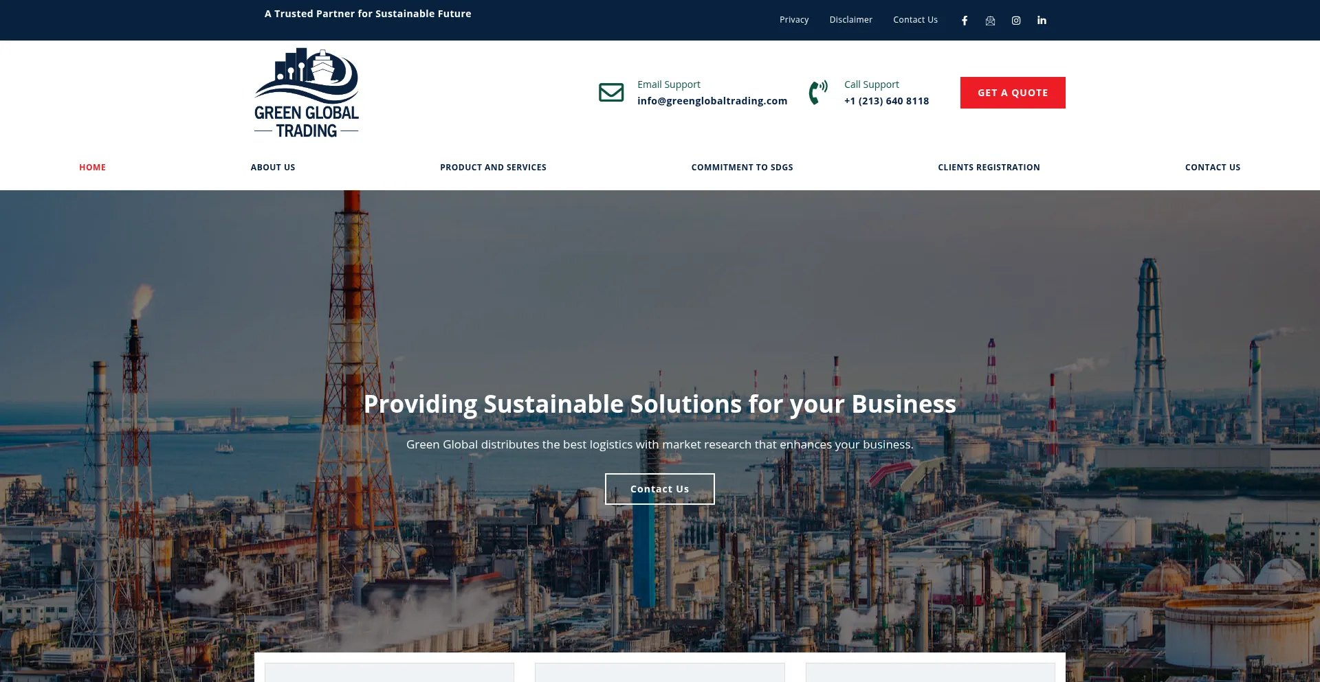 Website screenshot of Greenglobaltrading.com