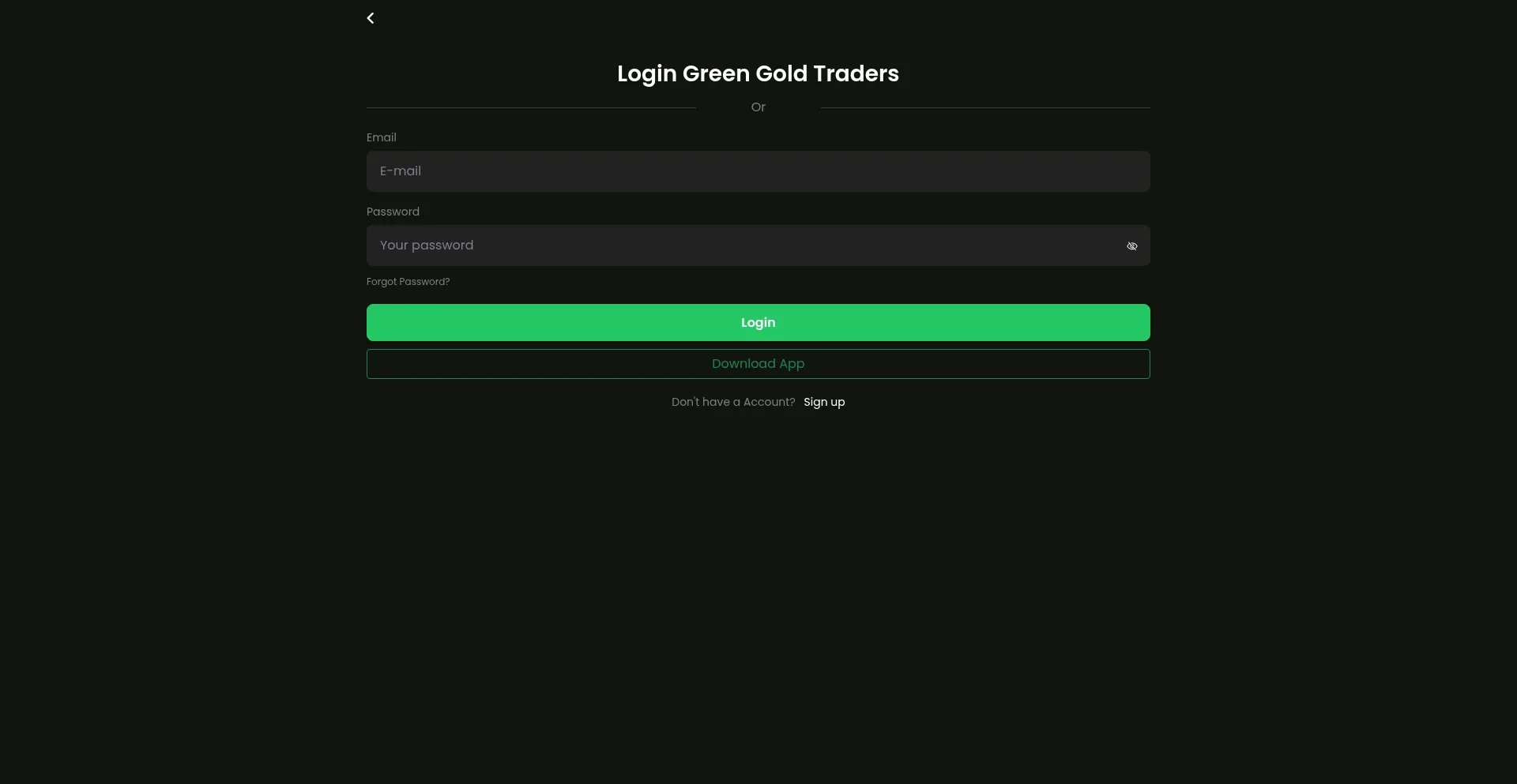 Website screenshot of Greengoldtraders.info